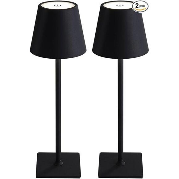 Crystal LED Table Lamp, Cordless & Rechargeable, Touch Dimming, 3 Color Modes, Portable Metal Desk Lamp For Bedroom, Patio, Camping, Indoor/Outdoor Use (Black)